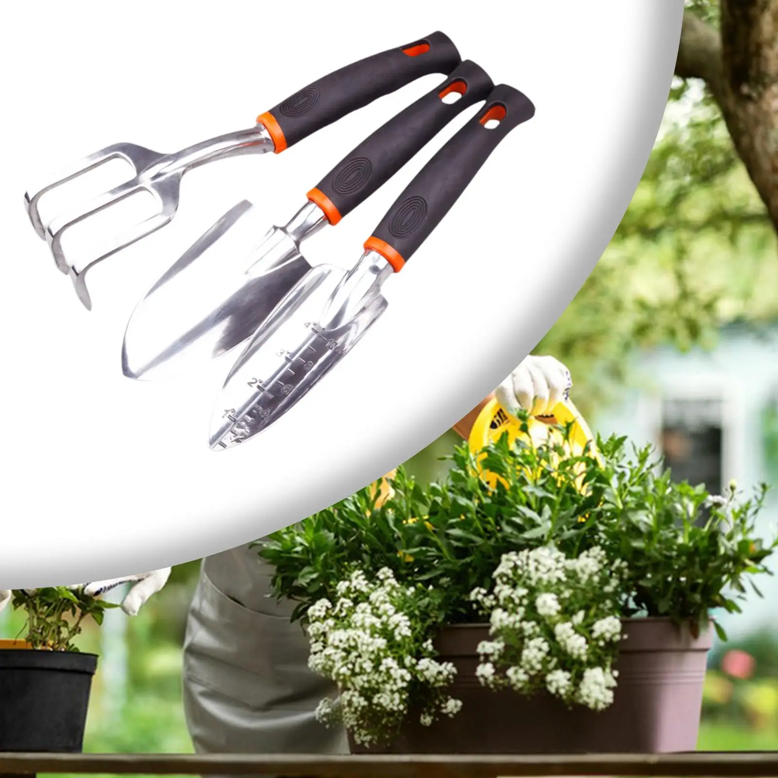 3Pcs Garden Tool Set Aluminum Ergonomic Handle Design Hand Rake Manual Lightweight Gardening Shovel for Removal Lawn Planting