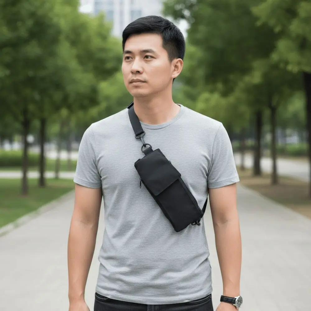 Canvas Solid Color Mini Mobile Phone Bag Vertical Shoulder Canvas Light Shoulder Bag Korean Style INS view 5