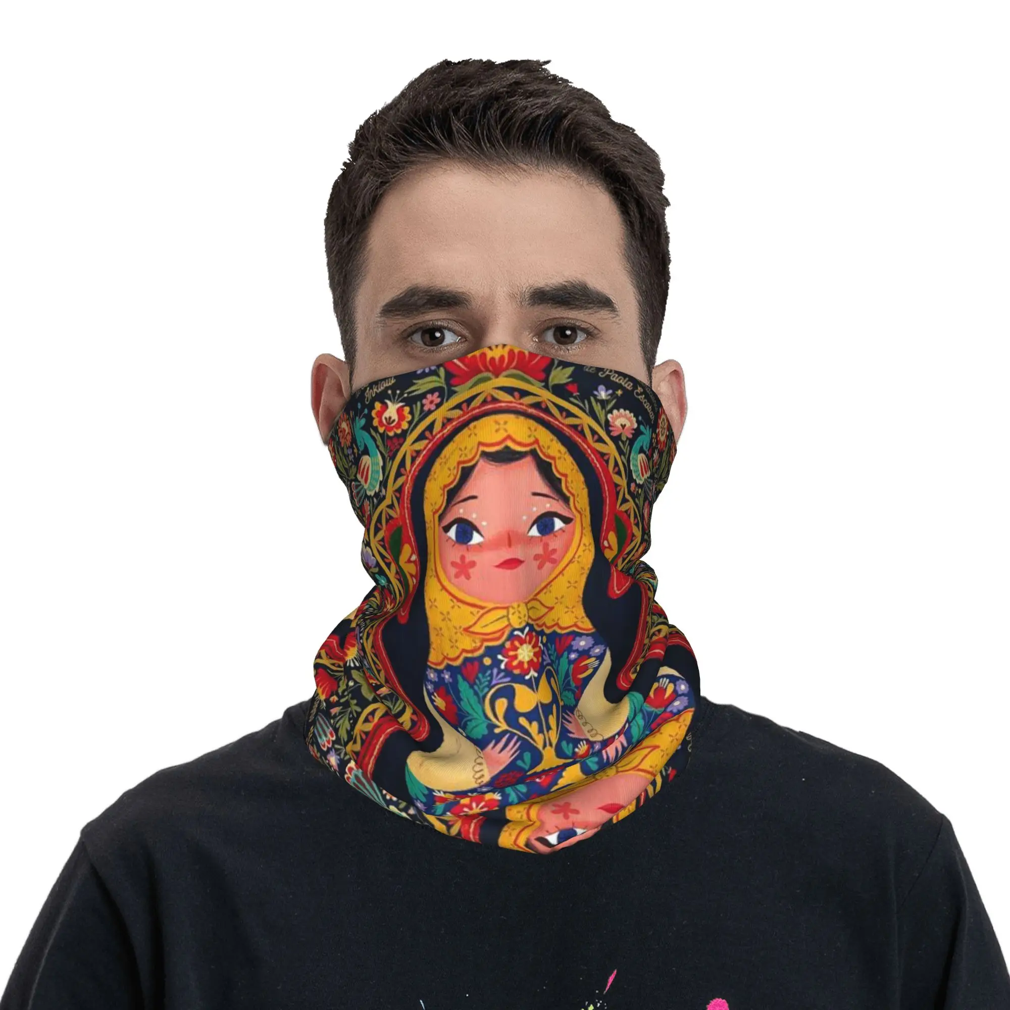 

Russian Matryoshka Doll Print Bandana Neck Cover Printed Wrap Mask Scarf Headband Riding for Men Women Adult Washable