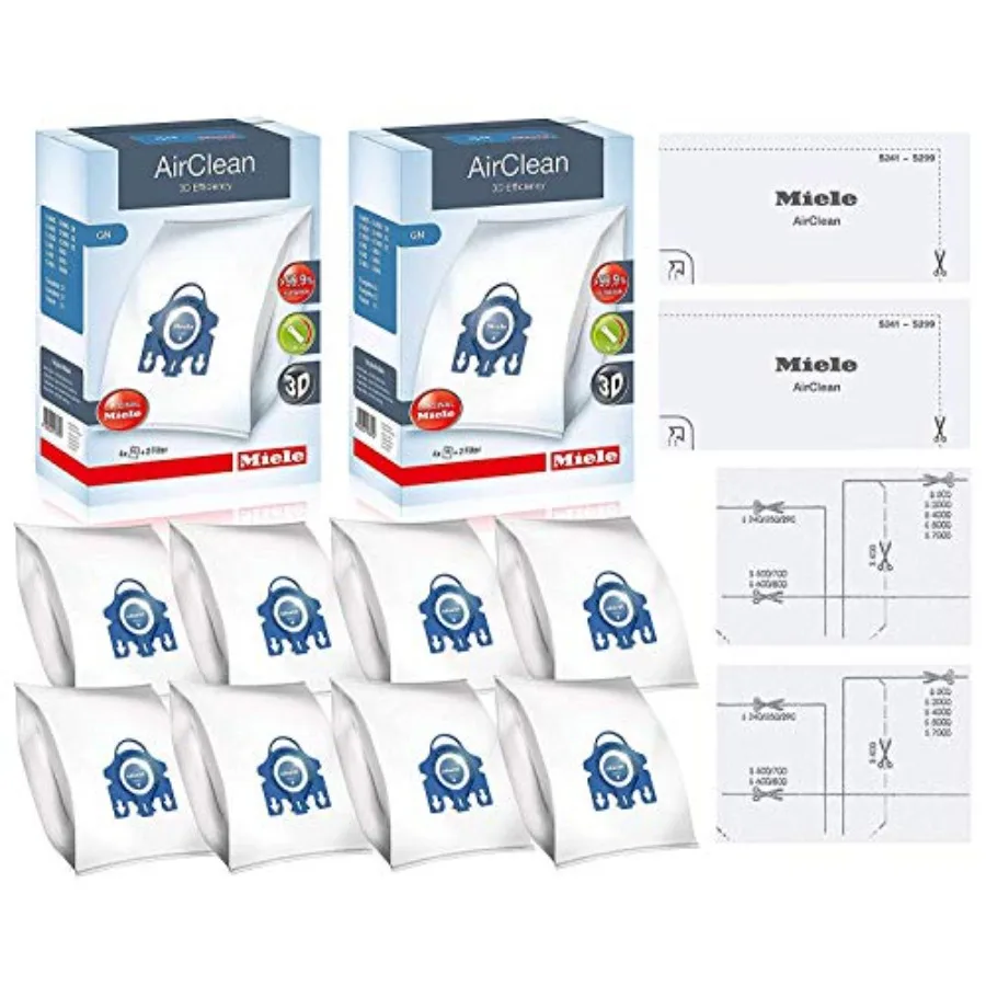 

Мешки для пылесоса GN AirClean 3D Efficiency - 2 упаковки - Включает 8 оригинальных мешков Airclean GN + 2 оригинальных фильтра Super Air Clean