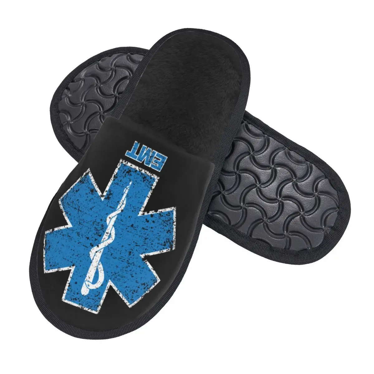 Custom Emt Star Of Life House Slippers Women Soft Memory Foam Shoes Paramedic Medic Ambulance Comfy Warm Anti-skid Sole Slipper