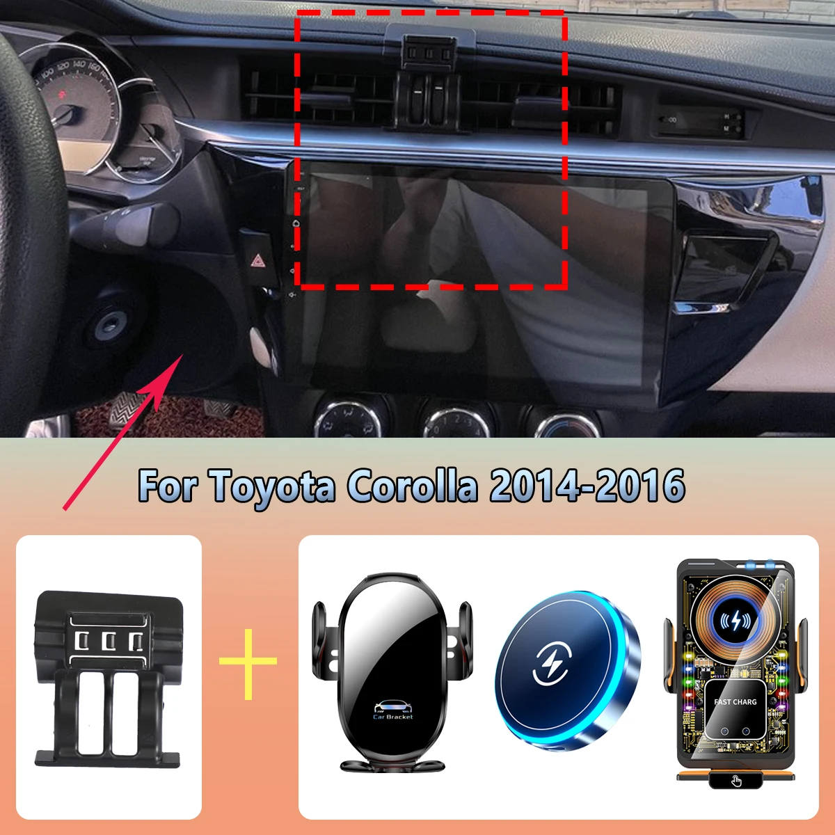 Car Phone Holder Vent for Toyota Corolla 2014 2015 2016 15W Wireless Charging Car Phone Charger Cradle for MagSafe Accessories