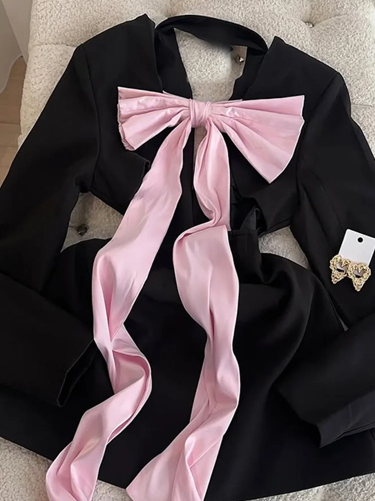 Bla ربطة القوس فيونكة البدلة Jaet الخصر Cinched الدكتور تصميم الرجعية الراقية الإحساس القطن ألف خط تنورة قطعة واحدة ملابس الصيف