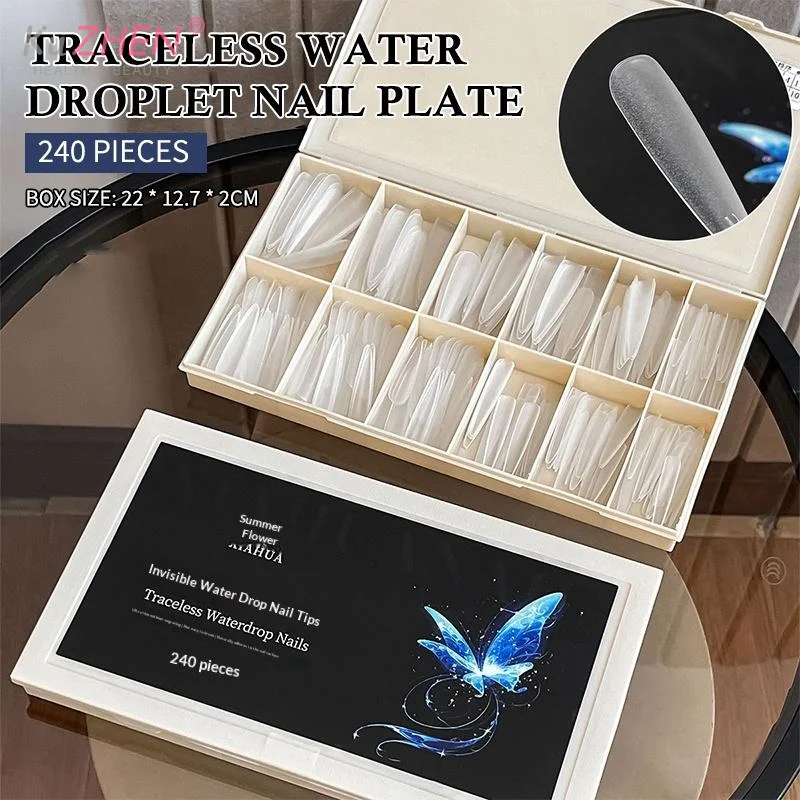 

240/510PCS Full Cover Frosted False Long Stiletto Nail Tips Sculpted Clear Press On Artificial Fake Nails Manicure Salon Supply