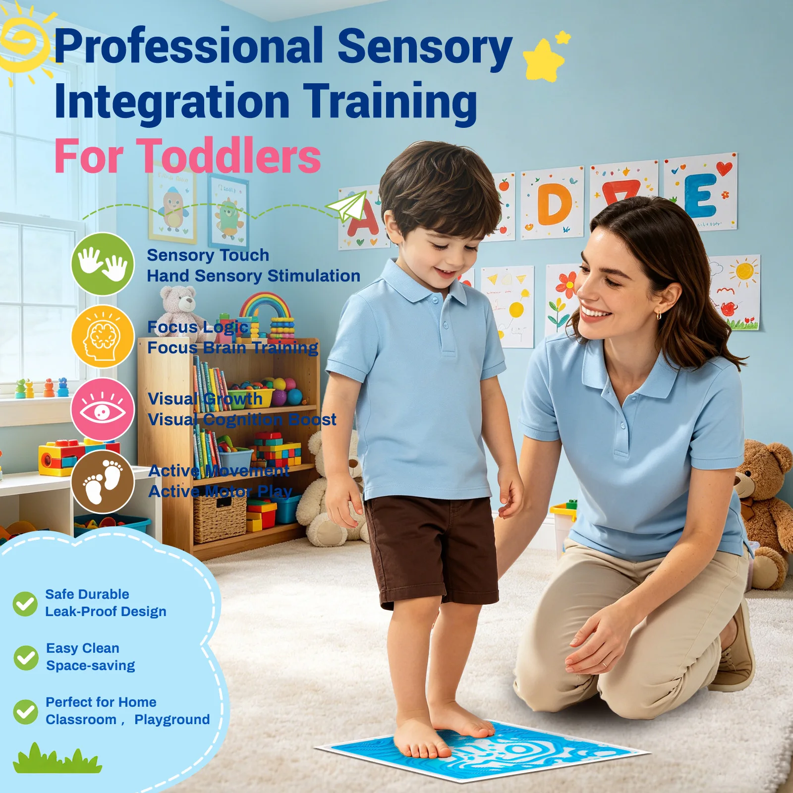 Calming Textured Floor Mat Sensory Relaxing Tactile Sensory Experience Kids Stress Relief Mat