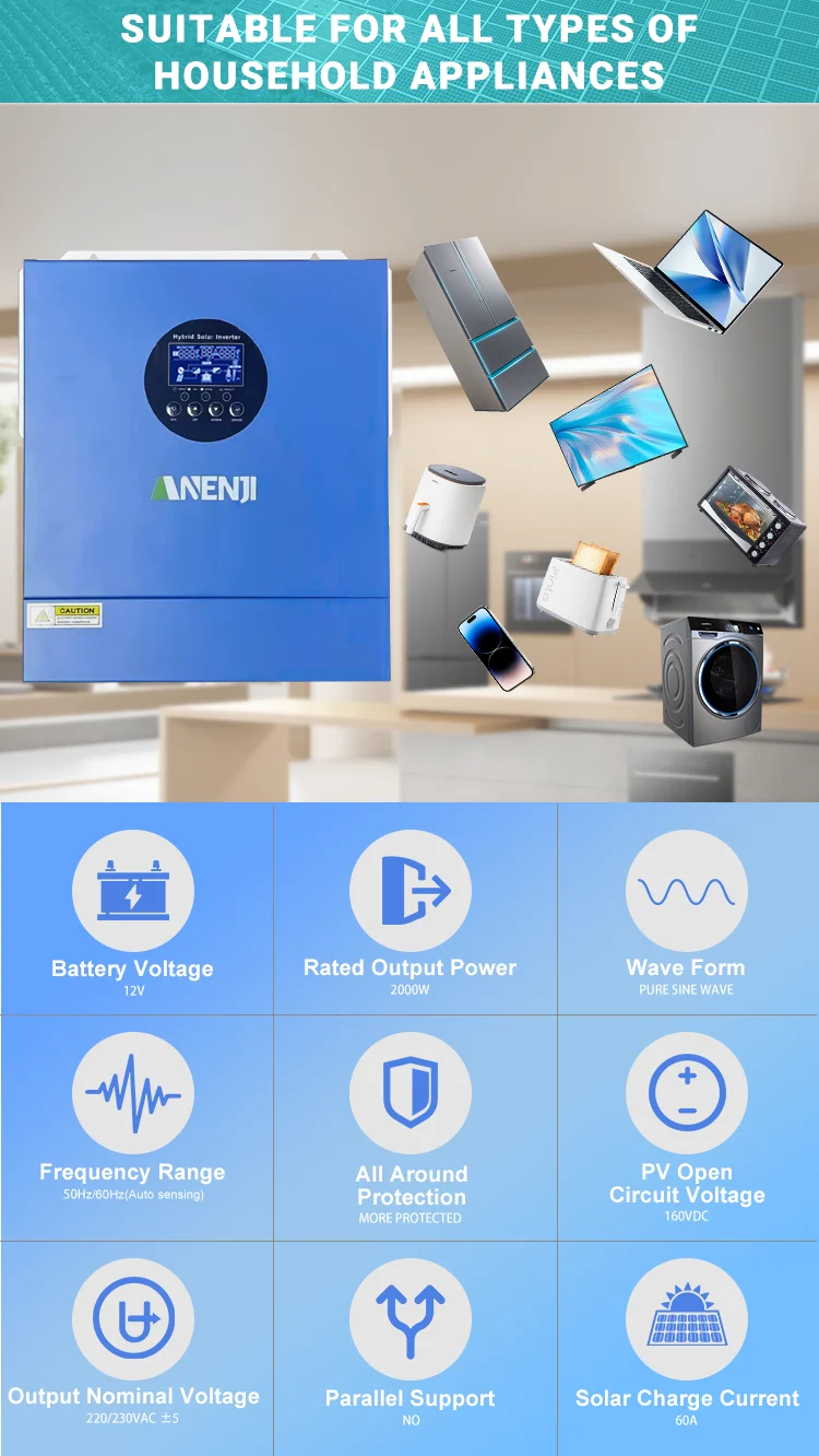 6,2kW Solar Hybrid Wechselrichter 48V – Reiner Sinus, 120A MPPT, 60-500V PV, WLAN, Für Lithium-Batterien
