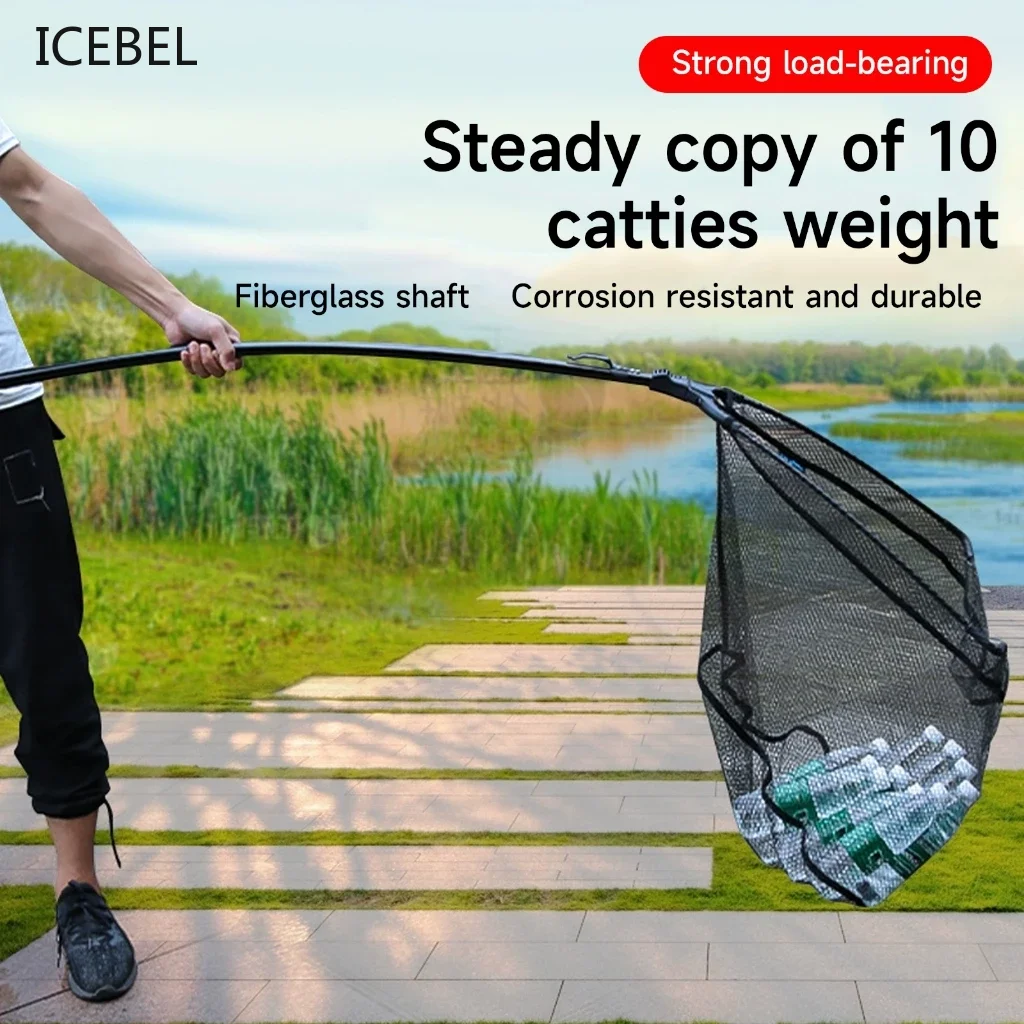 1.1M/1.8M/2.5M Folding Fishing Net Floating Fishing Net Foldable Fishing Landing  with Telescopic Rod Rubber Coat - view 2