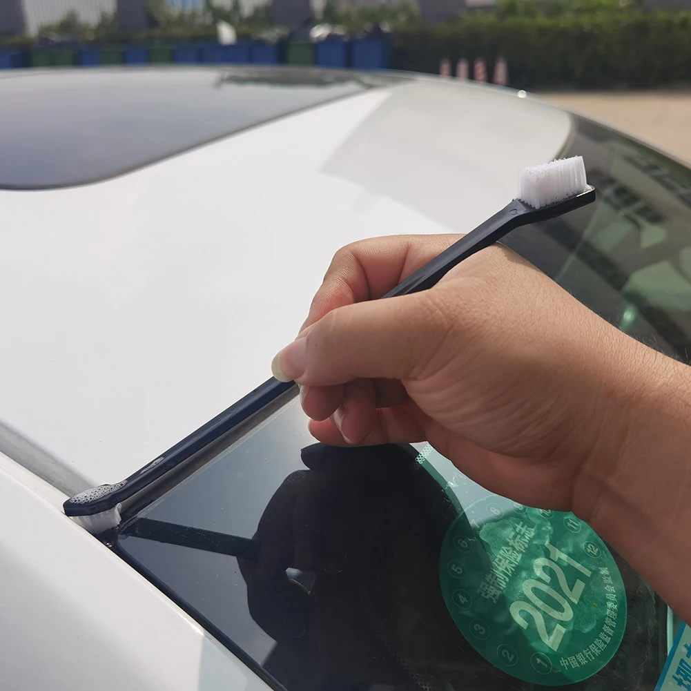 2個車のダブルヘッドの詳細ブラシハードバリタイヤホイール車のクリーニング隙間ブラシ車のクリーニングツール車隙間クリーニングブラシ