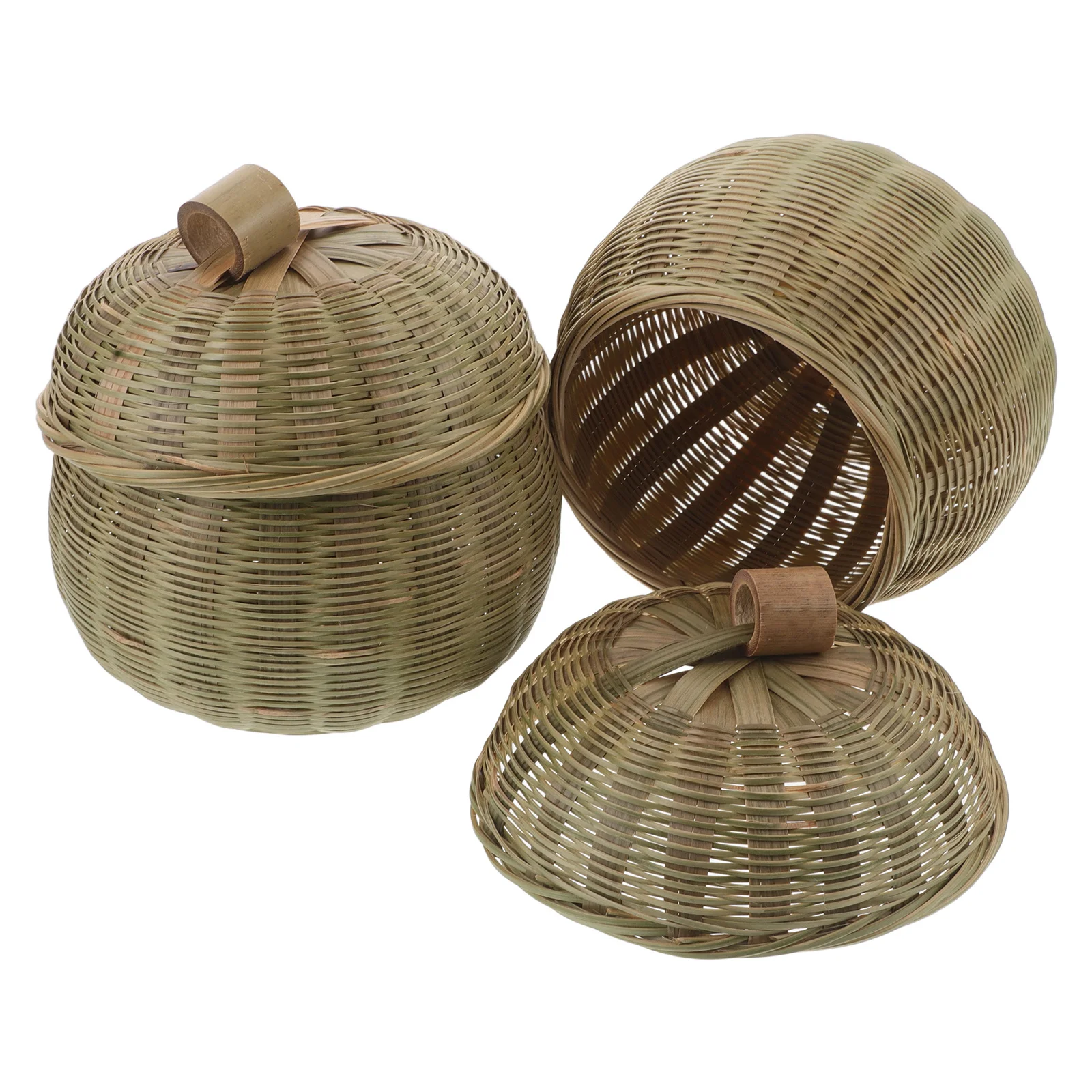 

2Pcs Bamboo Woven Go Chess Case - Traditional Chinese Weiqi Jar with Lid - Storage Organizer for Travel Office
