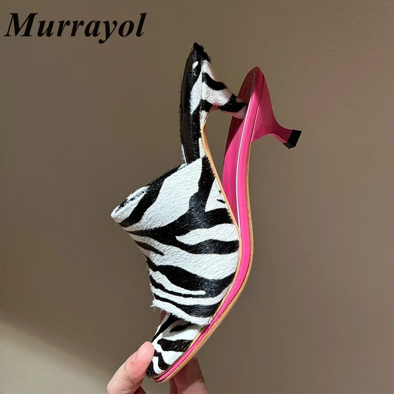

Women Open Toe Real Leather High Heels Slippers Runway Double-layer Strange Style Sandals Summer Fashion Party Dress Shoes