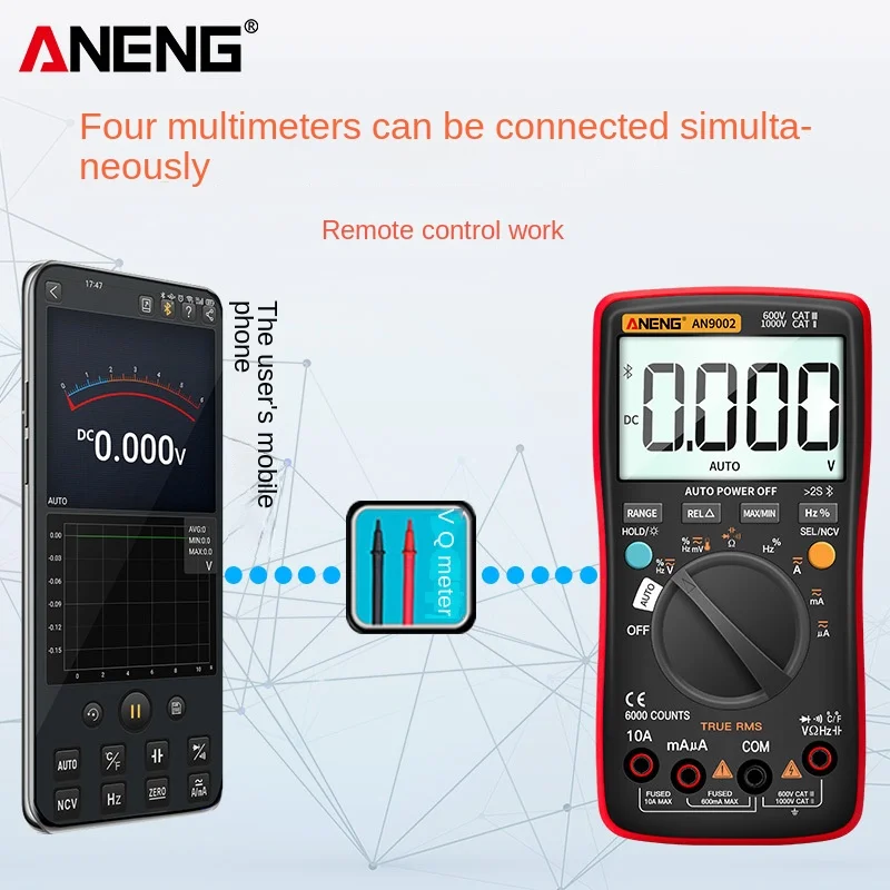 Aneng An9002 Bluetooth App Smart Anti-Burn Multimeter Anti-Burn Remote Data Monitoring Online Weerstand Power