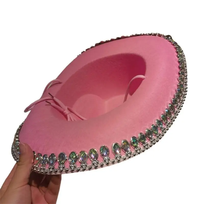 

39BD Adult Cowboy Hat Large Brim Hat with Gradients Color Hat Bands