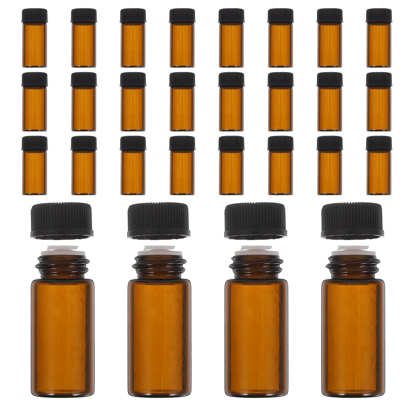 

100 шт. флаконов для образцов эфирных масел, янтарное стекло, дорожный размер, многоразовые флаконы-капельницы, герметичные баночки с внутренней пробкой для парфюмерии