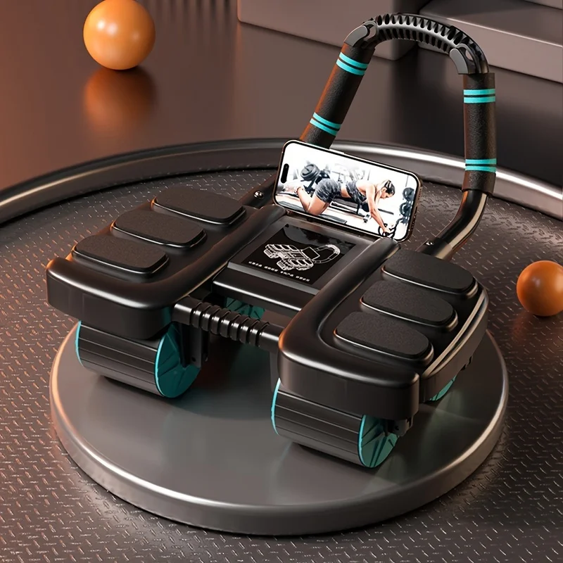 4-Wheel Ab Wheel Automatic Rebound Men Women Ab Wheel New Fitness Equipment Fitness Tool Home Exercise Ab Wheel