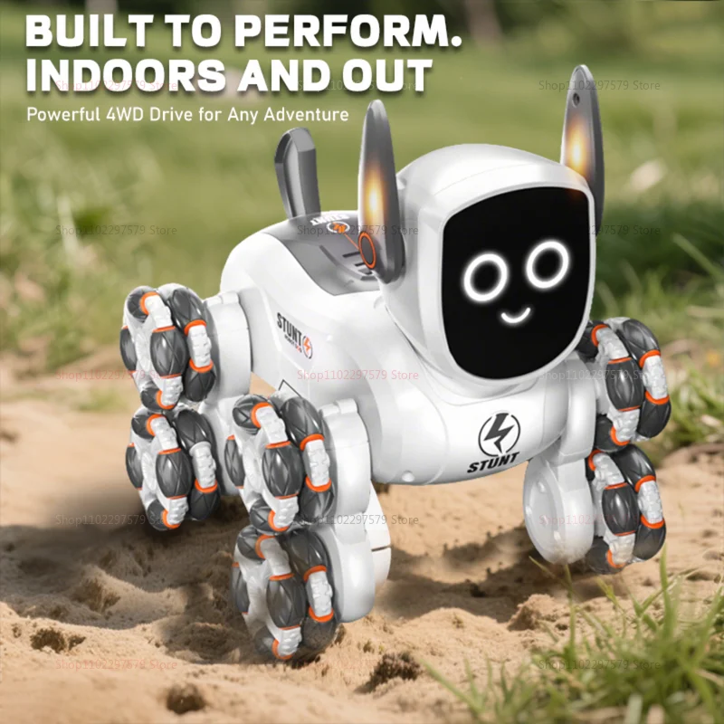 2025 جديد ثمانية عجلات الاطفال روبوت للتحكم عن بعد الكلب قابلة للشحن الموسيقى LED لعبة تعمل بالريموت هدية للأطفال حفلة عيد ميلاد اللعب متعة