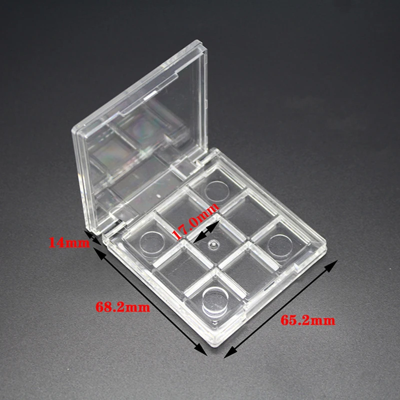 Clear Square Eyeshadow Case 9 Grids Palette Eye Makeup Storage Box Empty Eyeshadow Dish DIY Eyeshadow