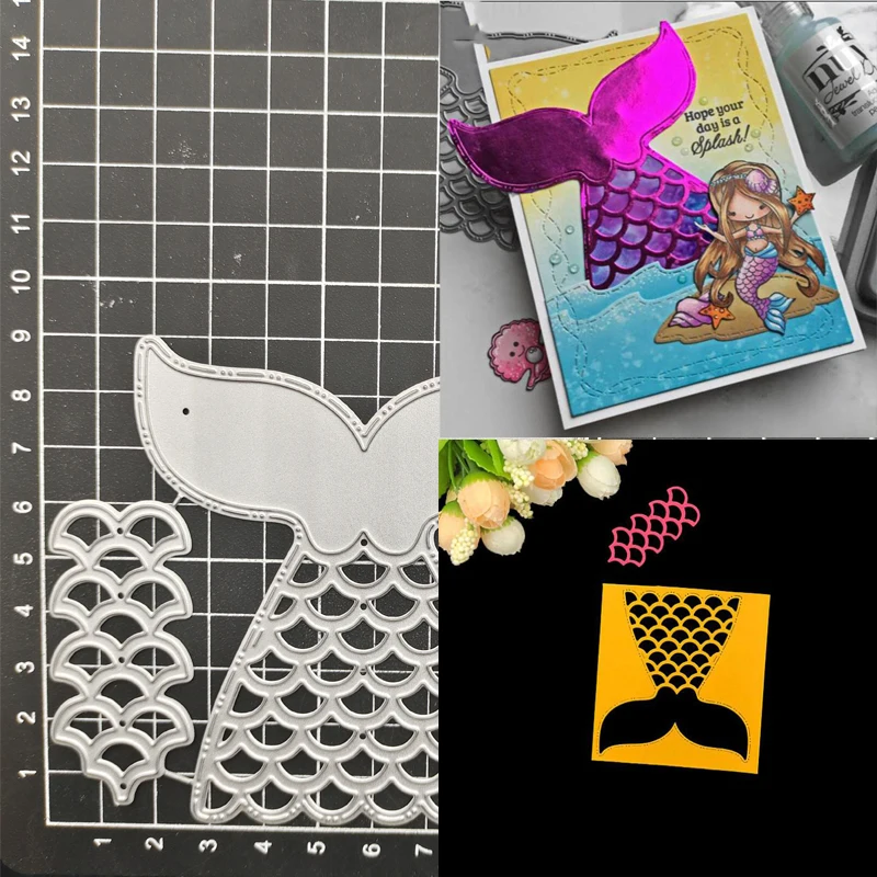 Mermaid Tail Metal Cutting Dies Stencil Scrapbook Diy Album Stamp Paper Card Embossing Decor Craft Knife Mould