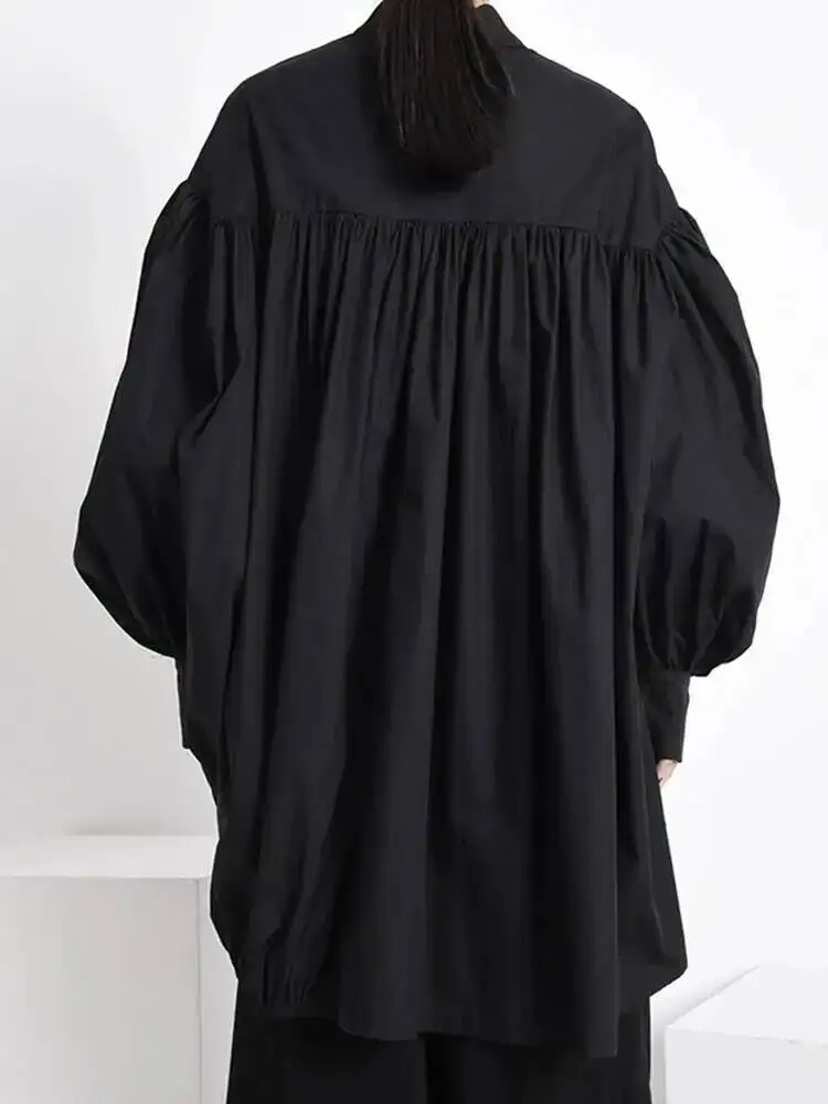 Size Women Drawstring Big Blouse New Stand Collar Long Sleeve Loose Fit Shirt Fashion Spring Autumn 2026 1Z1EFPO