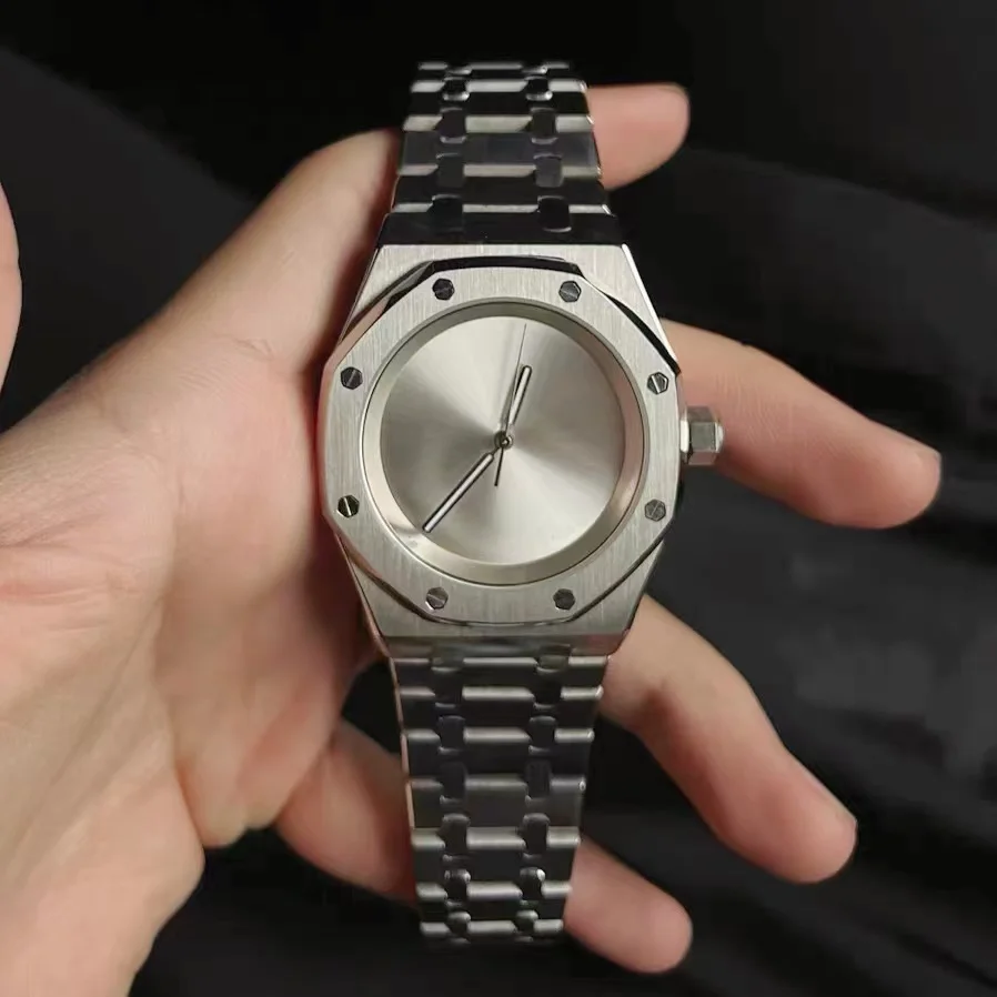

Versatile simple no LOGO solid color dial steel belt men's non-mechanical quartz watch fashion trend accessories watch