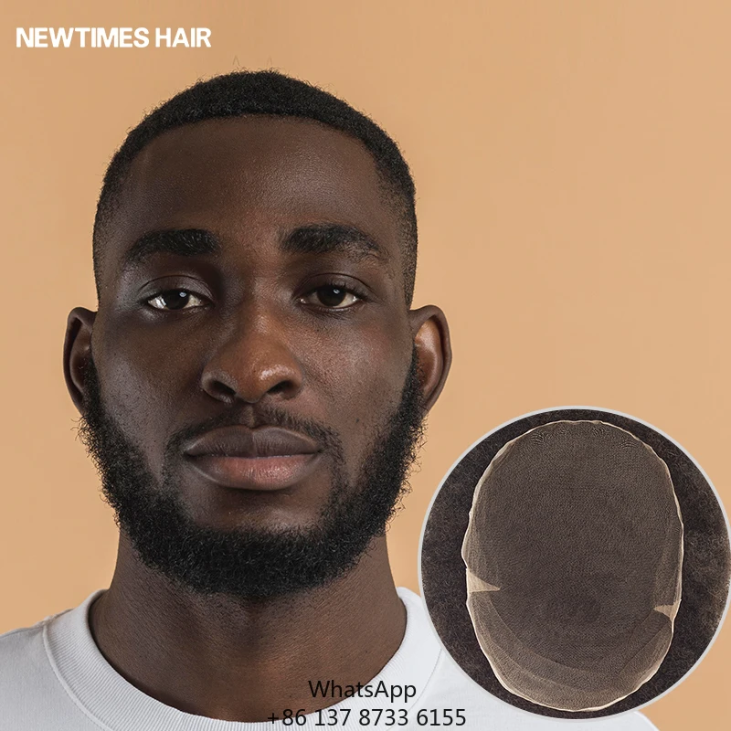 8x10 Curly Hair Lace Human Hair Unit System Mens Toupee Wigs For Black Men