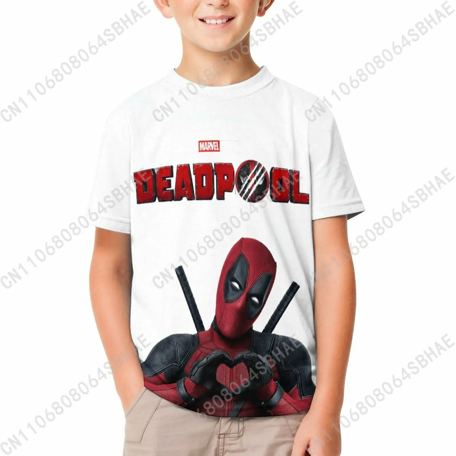 

Marvel Deadpool T Shirt Boy Girl Short Sleeve Print Cotton TShirt Comfortable Crew Neck Children Child Tee Cosplay