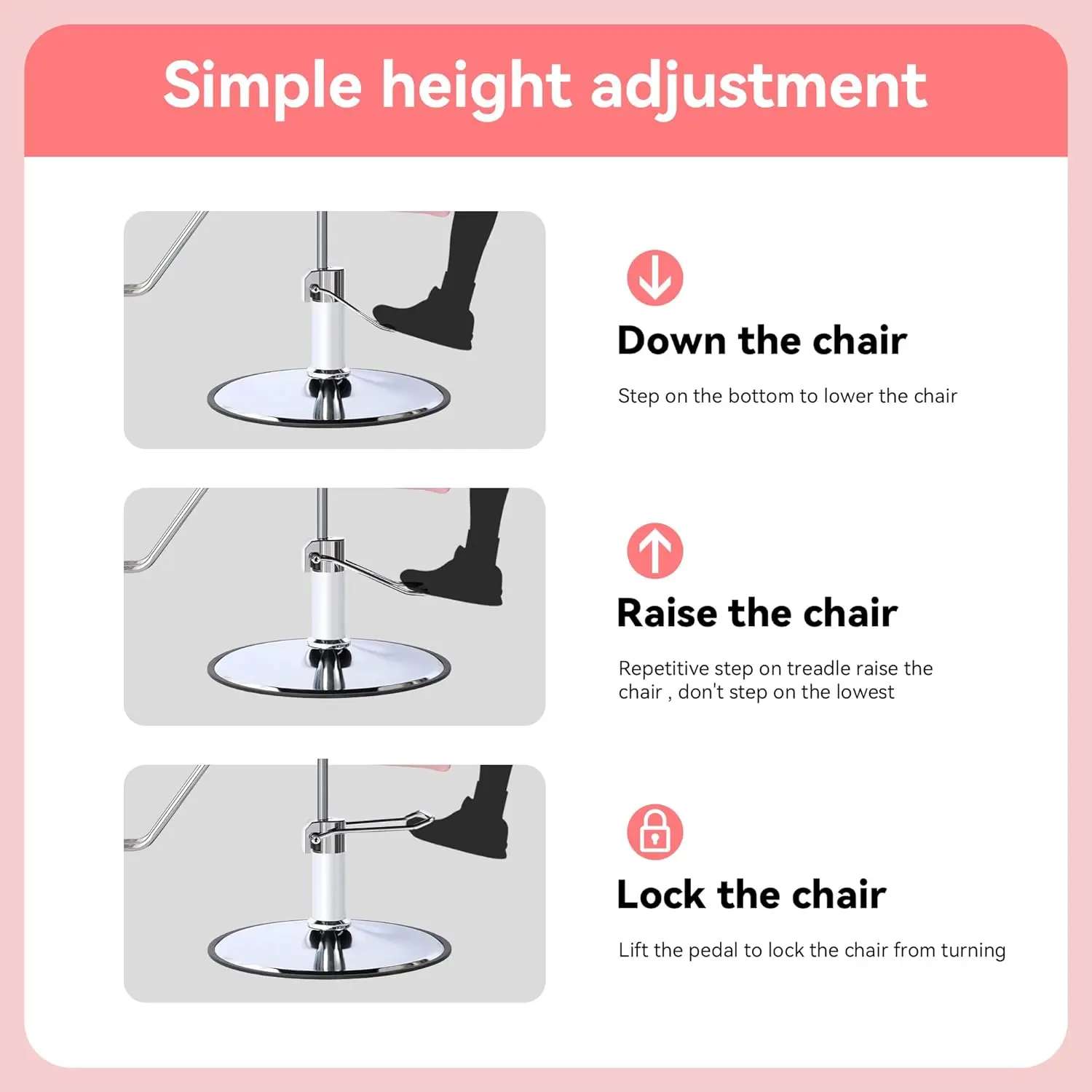 Barber Chair Salon Chair for Hair Stylist, Height Adjustable Hydraulic Hair Reclining Salon Chair, 360 Degrees Rotation