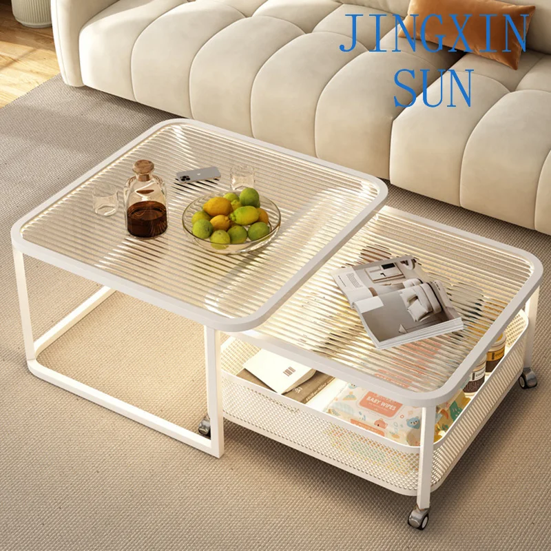 Frame Minimalist Coffee Tables Wheels Modern White luxury Coffee Tables Glam Portable mesa auxiliar salon House Accessories