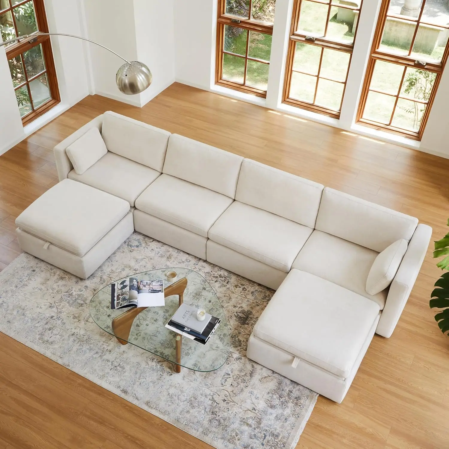 

Oversized Modular Sectional Fabric Sofa Set, FSC Certified Extra Large U Shaped Couch Reversible Chaise Modular Sectional Couch