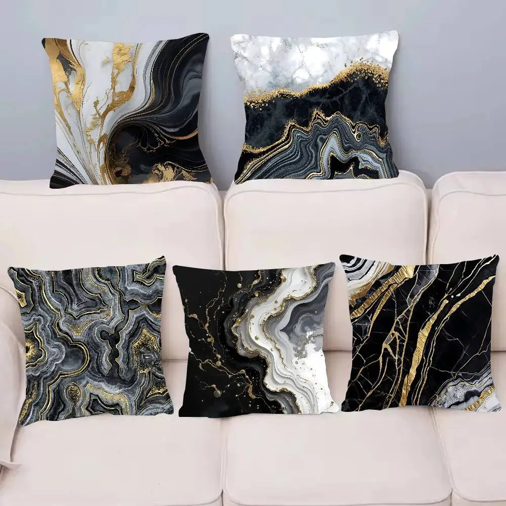 Black Gold Pillow Case Home Decor Throw For Sofa Bed Car Room Decor Gift Idea