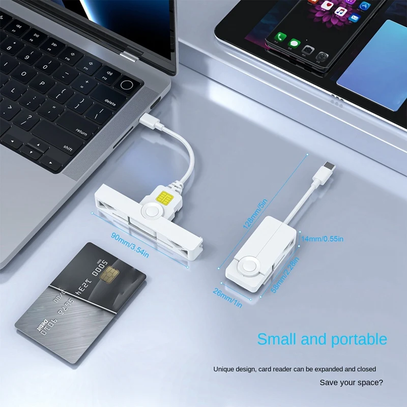 Smart Card Reader USB ATM Smart Card Reader Universele SIM-kaartlezer USB-CCID ISO-connector voor Windows Linux Type-C Duurzaam