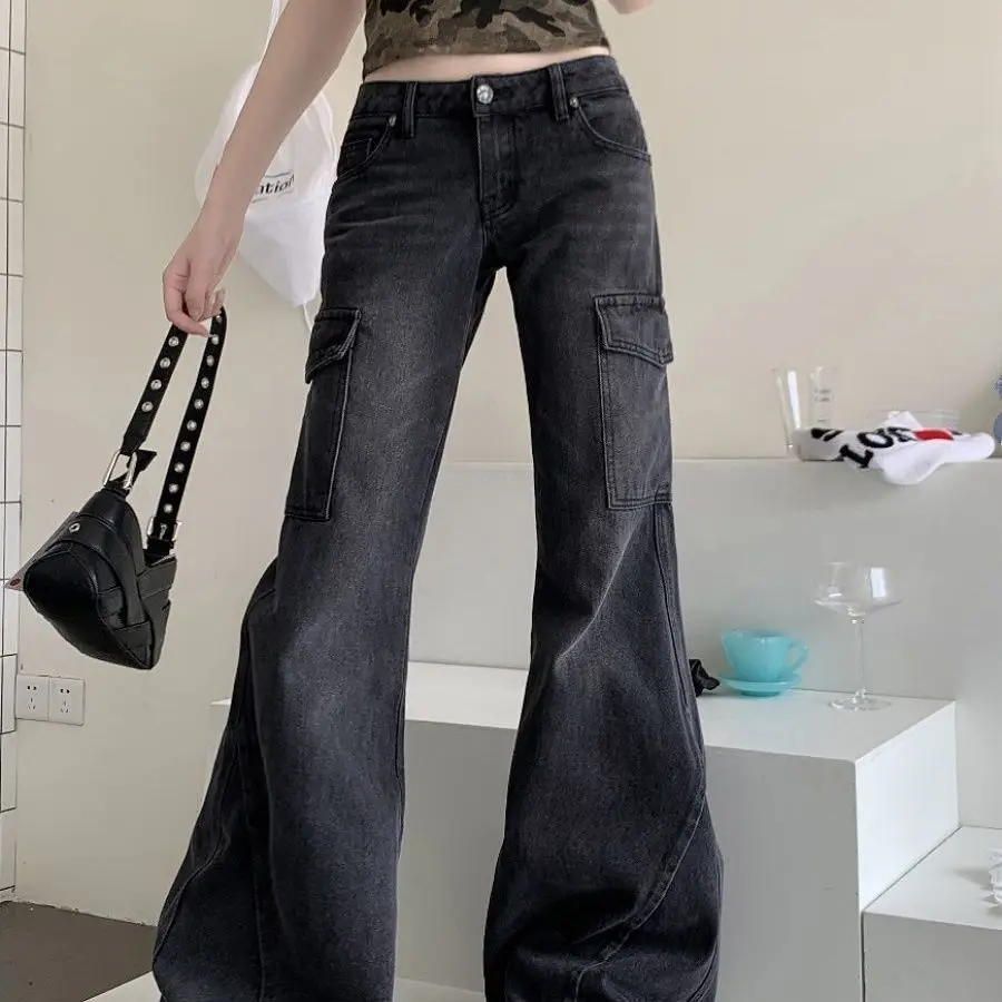 Pantalones vaqueros de calle para mujer de talla grande figura grande y curvada tela vaquera femenina moda cómoda básica Simple clásico de todos los días