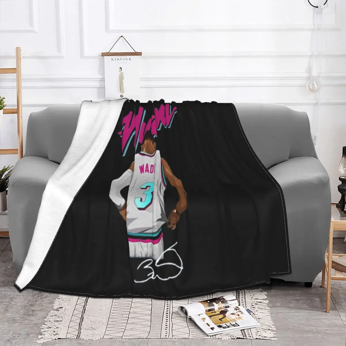 Dwyane Wade Miami Beach Signature Interested Many Colors Cartoon Character Dj High Quanlity Sale 2021 Latest Throw Blanket