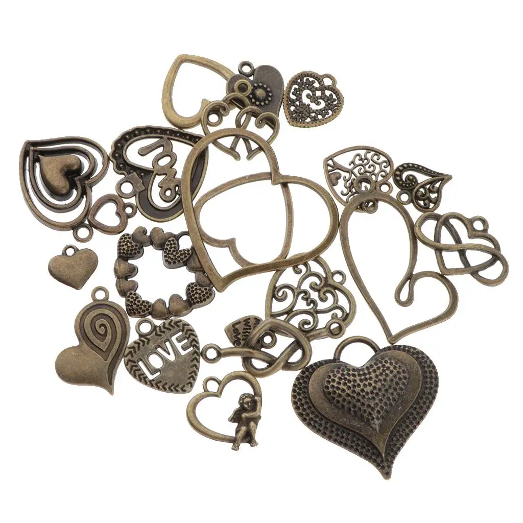 22 piece Heart Pendants Charms Pendants Jewelry Pendants for Jewelry Making