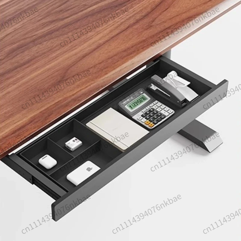 Slim Silent Pull-out Under Desk Drawer Organizer Office Stationery Storage Box Computer Table Accessory