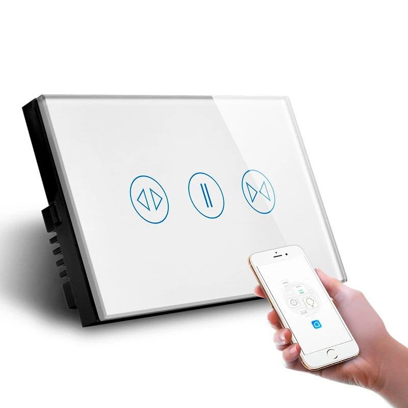 US Tuya – interrupteur WiFi pour maison intelligente, panneau en verre moderne, contrôleur tactile intelligent Alexa, rideau de sécurité, interrupteur mural pour produits de maison intelligente
