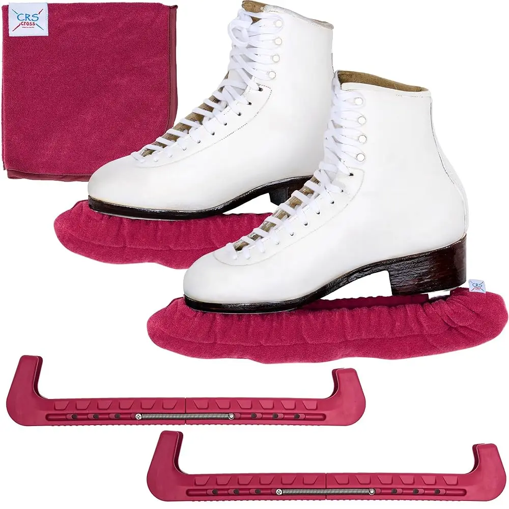 Skate Guards, Soakers and Towel Gift Set - Ice Skating Guards and Soft Skate Blade Covers for Figure Skating or Hockey