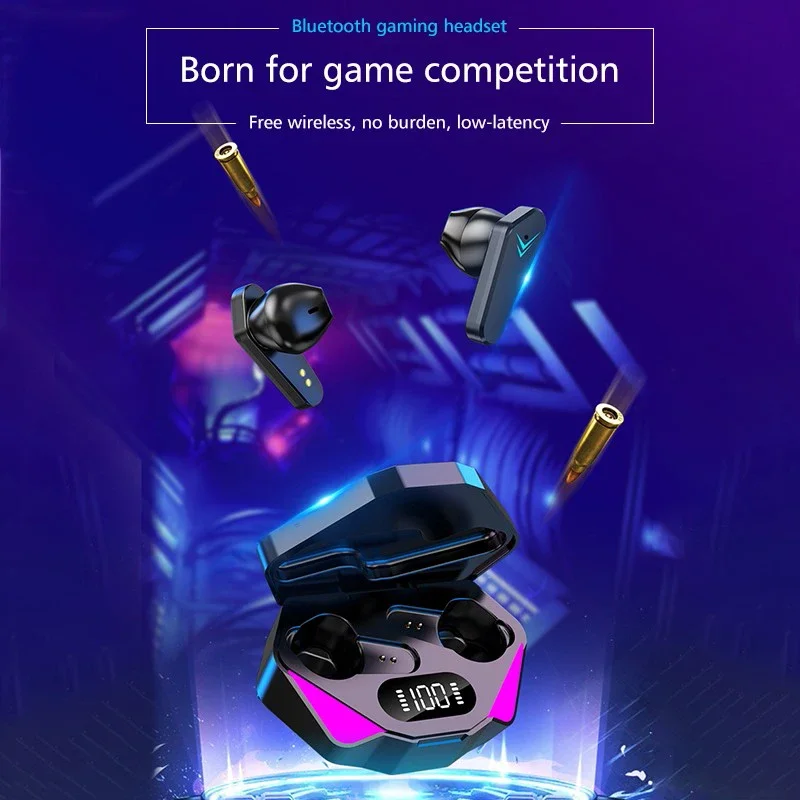 X15 TWS ชุดหูฟังไร้สายบลูทูธจอแสดงผล LED Gamer หูฟังพร้อมไมโครโฟนหูฟังไร้สายหูฟังบลูทูธตัดเสียงรบกวน