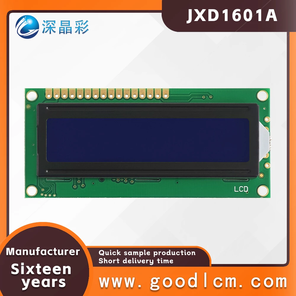 Tela de caracteres de alto padrão, idioma russo, matriz de pontos, tela lcd jxd1601a stn, módulo de exibição lcm azul negativo