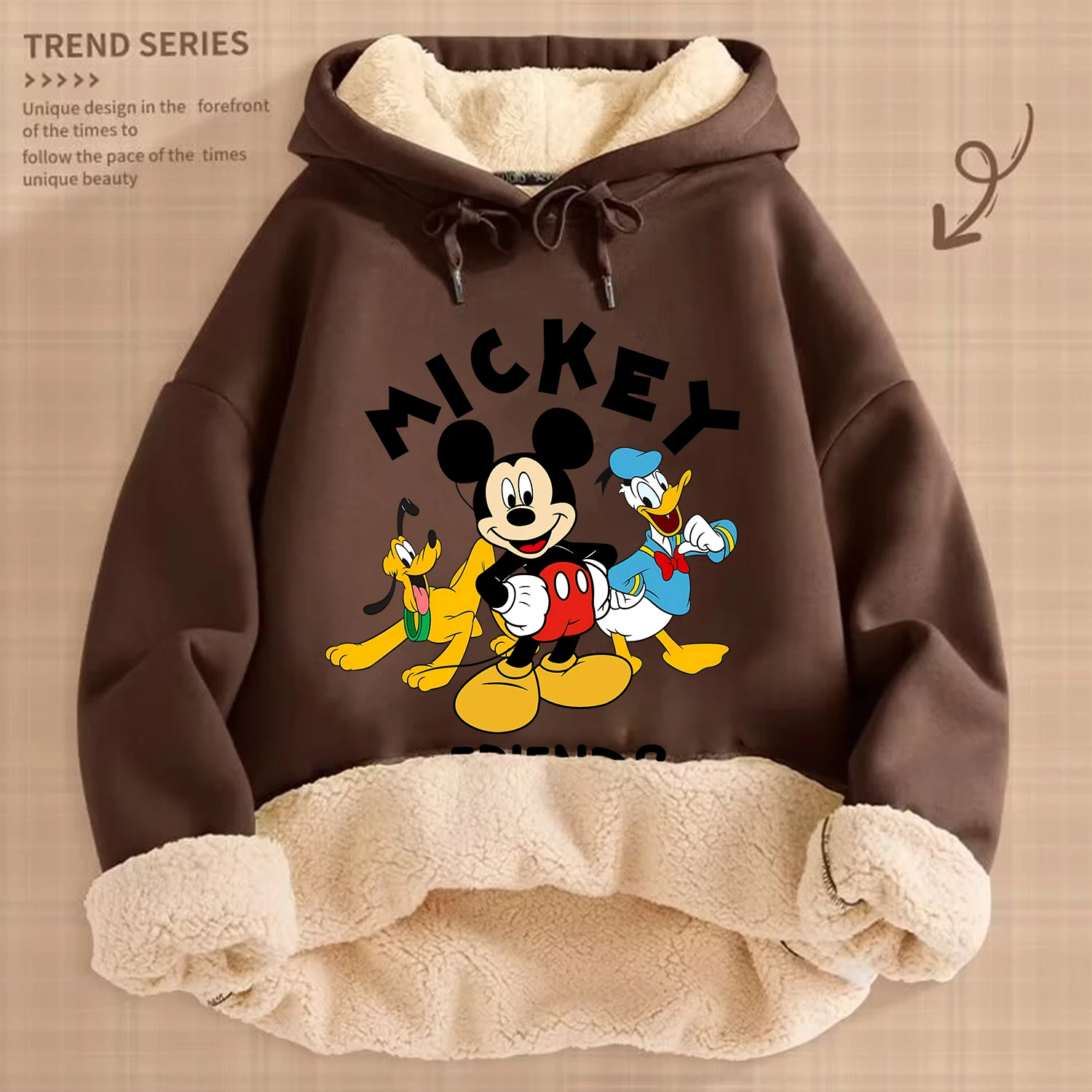 ديزني ميكي ماوس الصوف هوديي للكبار معطف بني سميك رجل امرأة ملابس الشتاء الدافئة ملابس أنيمي جديدة البلوز هدية #5