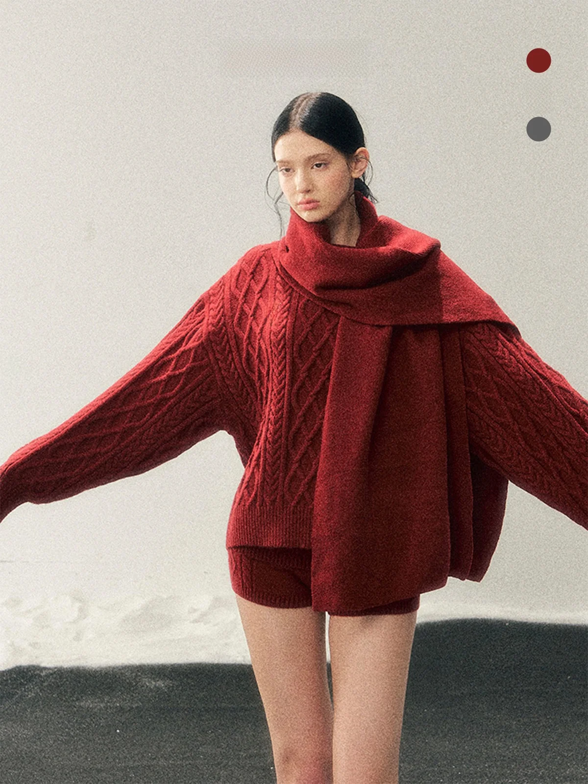 

AOMALM College Sle Knitted Sweater Set Women's Winter Faion Tee-piece Suit ort Pants Long Sve Loose Fit French Sle