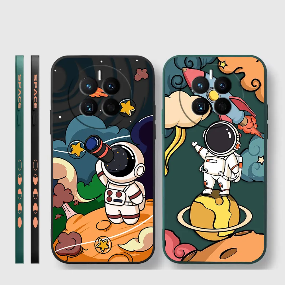 Telefoon Hoesje Voor Huawei Mate 20 20X30 40 P20 P30 P40 P50 Lite Pro Plus Siliconen Hoesje Funda Coque Shell Ruimte Astronaut Schilderij