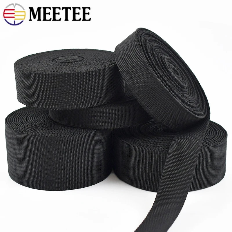 5M Meetee 20-50mm Tubular Nylon Webbing Knapsack Ribbon Double-layer Bias Binding Belt Strap Clothes Tape Sewing Accessories