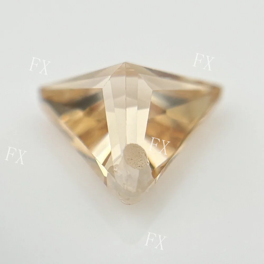 Single Hole Beads Cubic Zirconia Stones 5A Triangle Champagne Stone Loose CZ DIY Jewelry Beads  With Holes Free Shipping