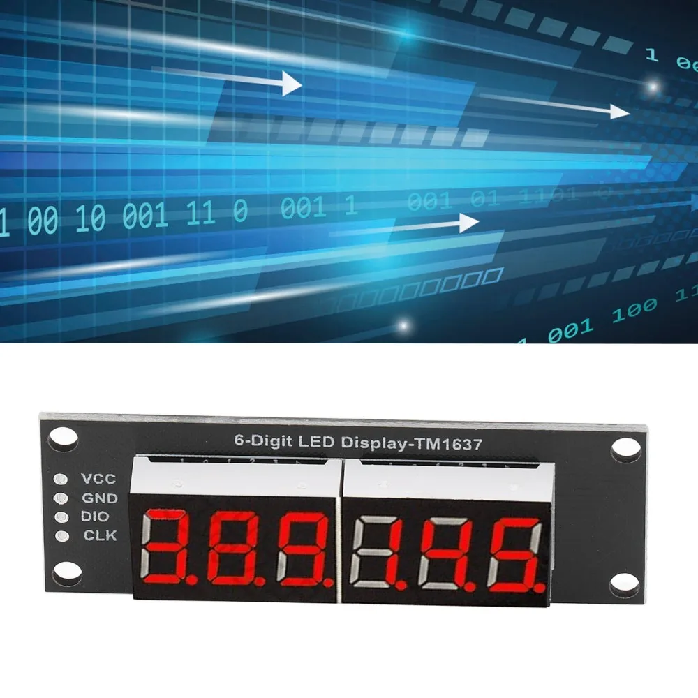 TM1637 Driver IC 6 Digit 7 Segment Display Module 2 Pin IO 0.36in LED Digital Tube Plug and Play 5V