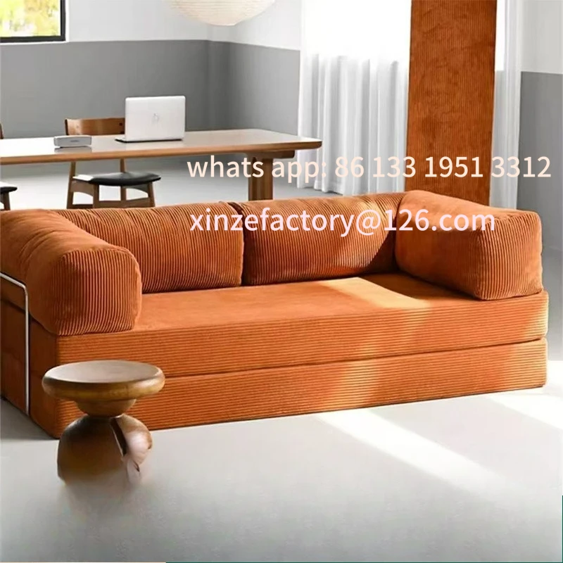 

Customizable full sponge skeleton-free teddy bear sofa bed small apartment retro Italian sofa removable and washable fabric sofa