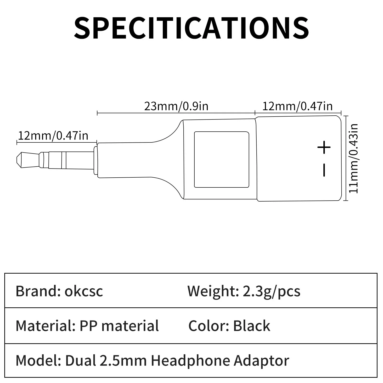 OKCSC Earphone Adapter Dual 2.5mm Male to HD650 Female Earbud Connecter for Hifiman HE4401(Old Edition) HE350 HE440S HE560 H1000