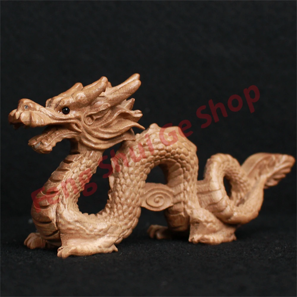 

Peach wood carved dragon ornaments, living room and bedroom corner patching, zodiac dragon, wooden wood carvings, household smal