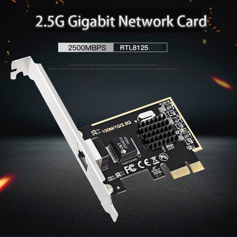 

Удлинитель PCIE к Ethernet LAN 2,5G Gigabit Ethernet Сетевая карта RJ-45 Адаптер локальной сети для настольных сетевых карт Игровая карта PCIE 25000 Мбит/с