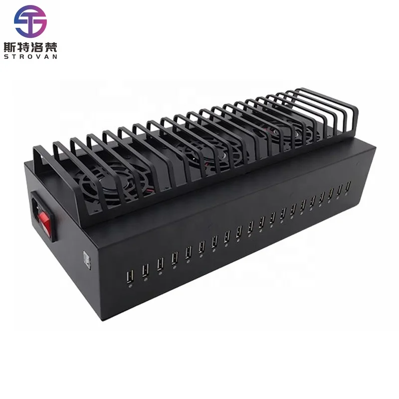 Multi-functional 20-Port USB Hub Chassis + Fast Charging Mobile Farm Unified Management for All Phones