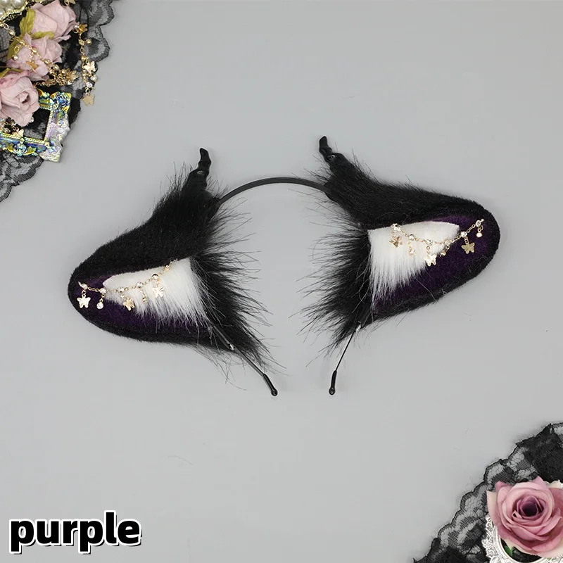 New Arrival Plush Halloween Props Horn Devil Bell Hair Hoop Simulation Beast Ear Detachable cosplay Dark Hair Accessories